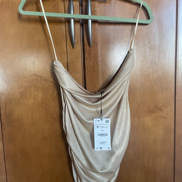 NWT Zara Gold Foil Top size M unworn - Picture 2 of 2